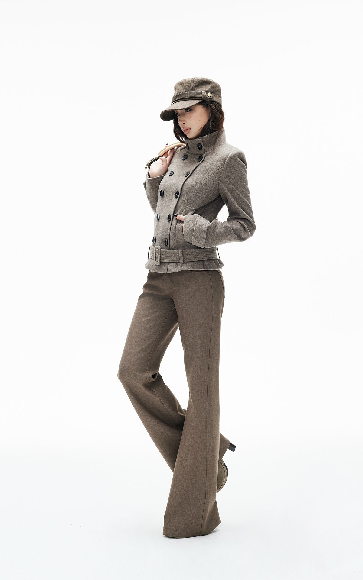 IAMXIAA Low-Rise Raw-Edge Tailored Flared Pants