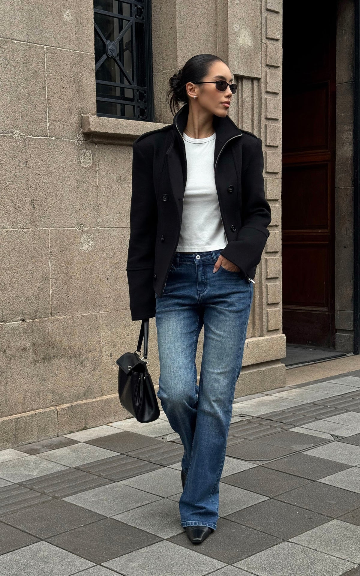 ROVENTE Sculpted Double-Breasted High Collar Jacket