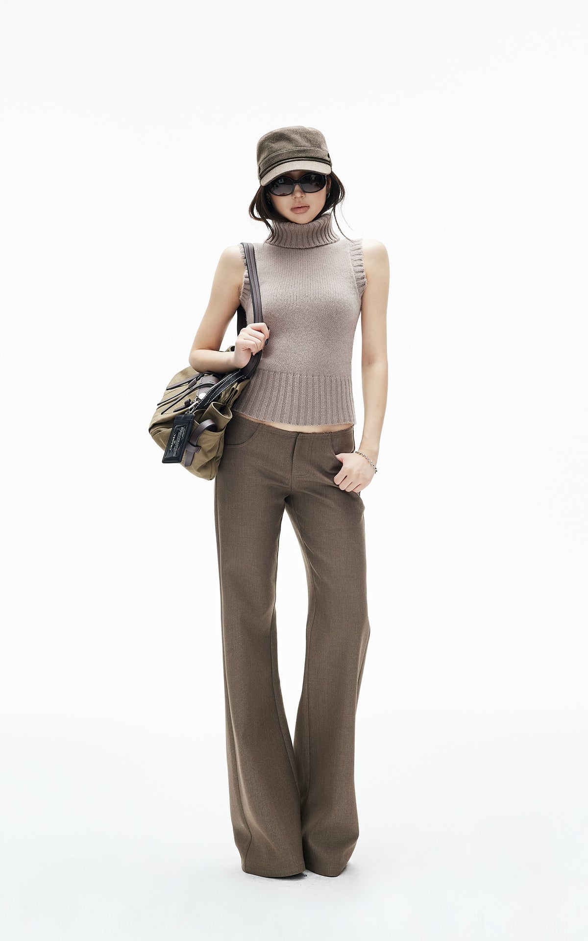 IAMXIAA Low-Rise Raw-Edge Tailored Flared Pants