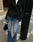 ROVENTE Sculpted Double-Breasted High Collar Jacket