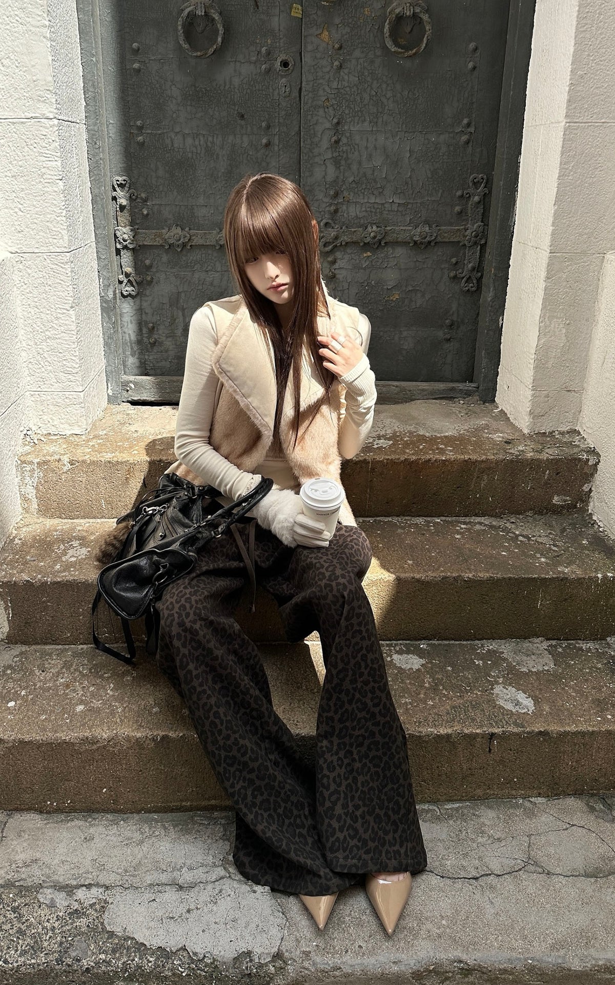 Rase le sol Leopard Print Drawstring Wide-Leg Pants