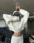 WARDEN EDGE Cable Knit Hooded Sweater and Shorts Set