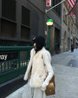 WARDEN EDGE Ivory Fox Fur Shawl Collar Vest
