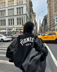WARDEN EDGE Oversized Contrast Sleeve Varsity Bomber Jacket
