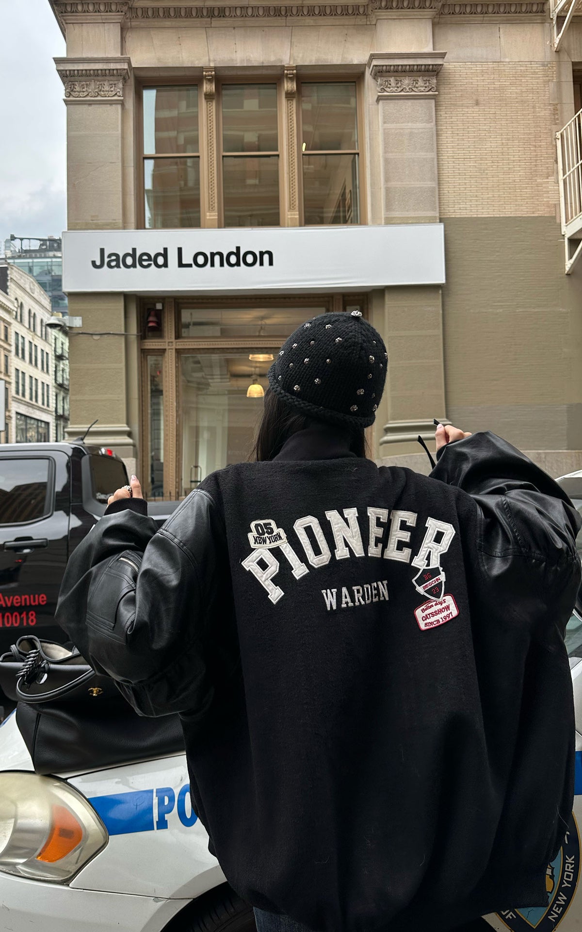 WARDEN EDGE Oversized Contrast Sleeve Varsity Bomber Jacket