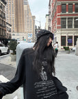 WARDEN EDGE Floral Ribcage Graphic Waffle Knit Long Sleeve Tee