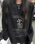 WARDEN EDGE Floral Ribcage Graphic Waffle Knit Long Sleeve Tee