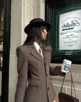 WARDEN EDGE Sculpted Pinstripe Blazer & Mini Skirt Set