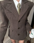 WARDEN EDGE Sculpted Pinstripe Blazer & Mini Skirt Set