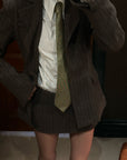 WARDEN EDGE Sculpted Pinstripe Blazer & Mini Skirt Set