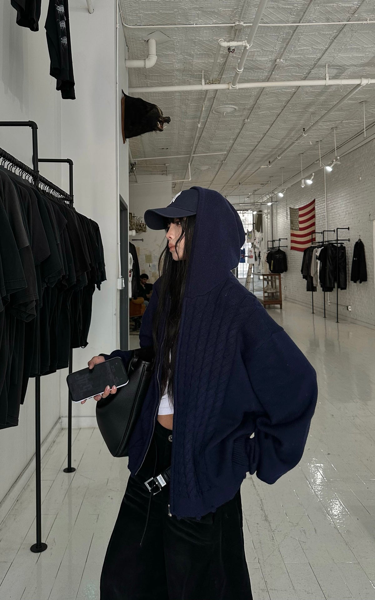 WARDEN EDGE Asymmetric Cable Knit Zip-Up Hoodie
