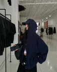 WARDEN EDGE Asymmetric Cable Knit Zip-Up Hoodie