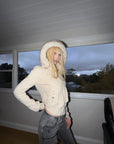 Rase le sol Fur-Trimmed Sculpted Hooded Jacket