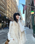 WARDEN EDGE Ivory Fox Fur Shawl Collar Vest