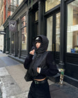 WARDEN EDGE Black Hooded Puffer Jacket with Knit Sleeves