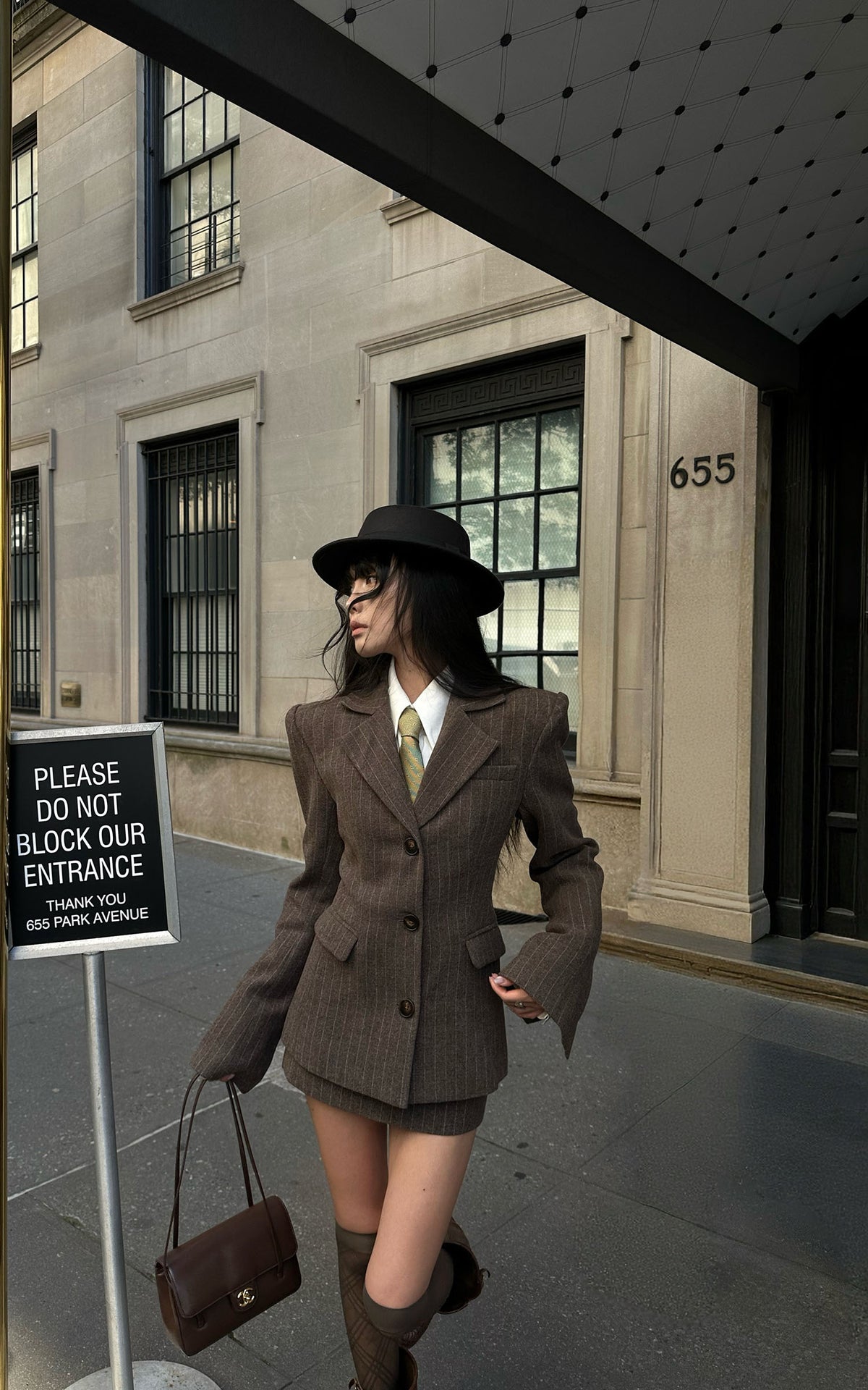 WARDEN EDGE Sculpted Pinstripe Blazer &amp; Mini Skirt Set