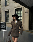 WARDEN EDGE Sculpted Pinstripe Blazer & Mini Skirt Set