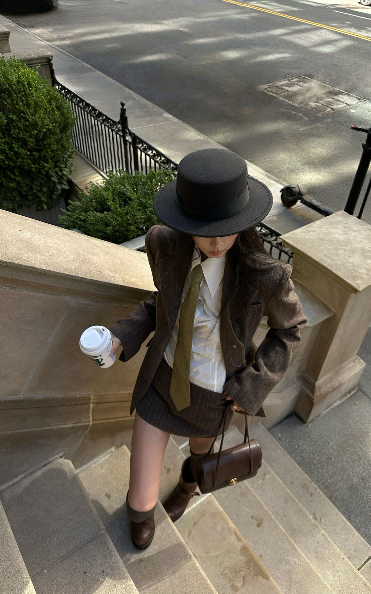 WARDEN EDGE Sculpted Pinstripe Blazer &amp; Mini Skirt Set