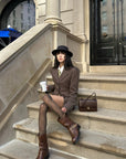 WARDEN EDGE Sculpted Pinstripe Blazer & Mini Skirt Set