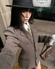 WARDEN EDGE Sculpted Pinstripe Blazer & Mini Skirt Set