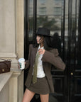 WARDEN EDGE Sculpted Pinstripe Blazer & Mini Skirt Set