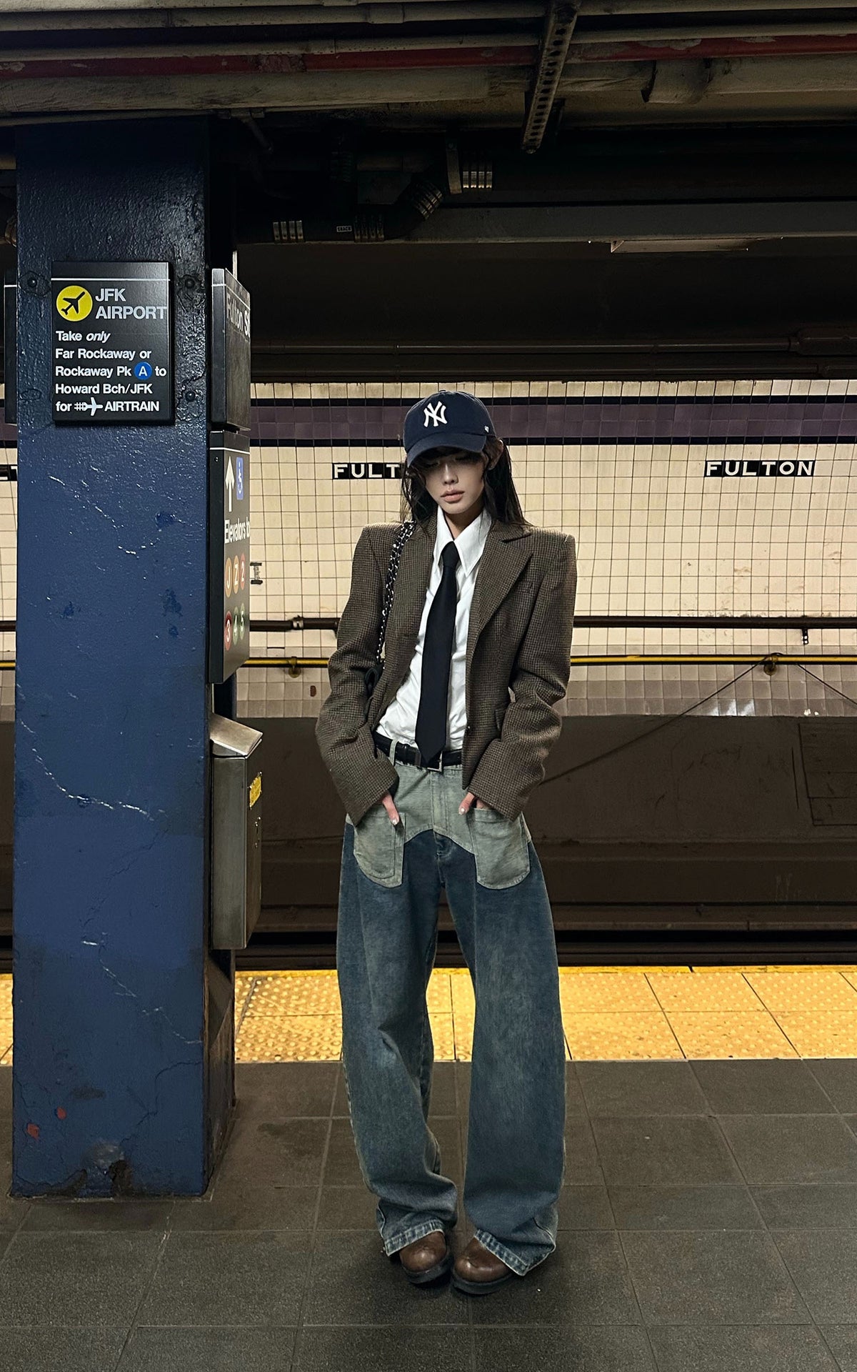 WARDEN EDGE Two-Tone Layered Baggy Denim Pants