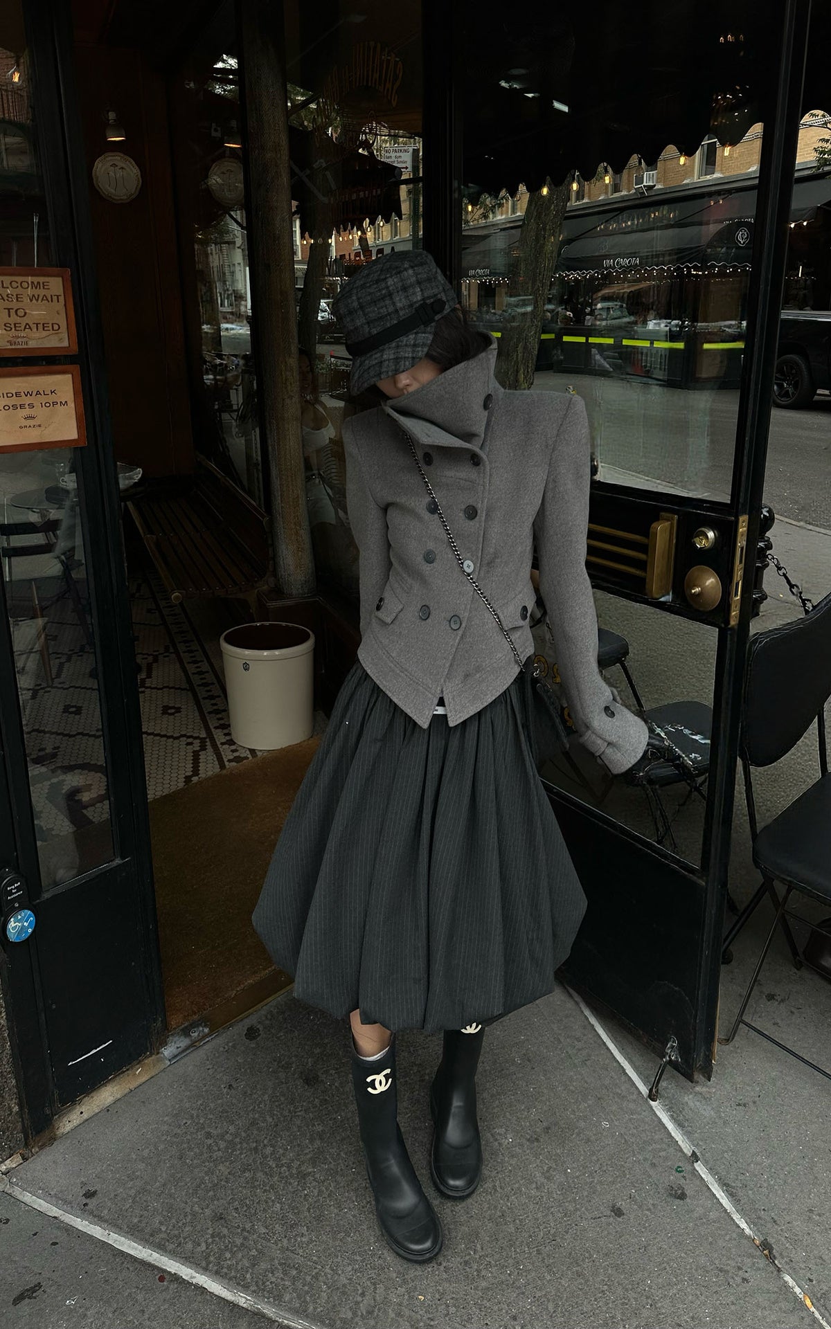WARDEN EDGE Sculpted High-Collar Double-Breasted Cropped Jacket