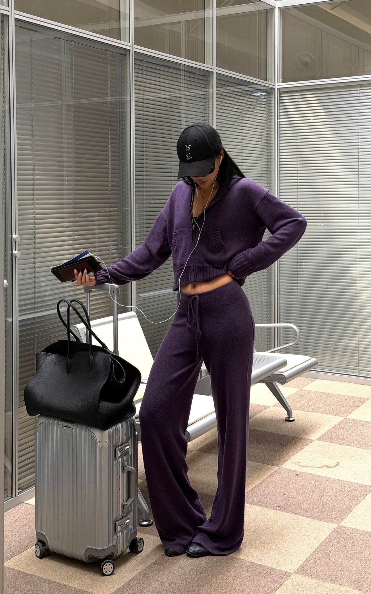 ROVENTE Knit Zip-Up Hoodie &amp; Drawstring Wide-Leg Pants Set