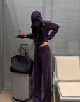 ROVENTE Knit Zip-Up Hoodie & Drawstring Wide-Leg Pants Set