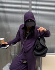 ROVENTE Knit Zip-Up Hoodie & Drawstring Wide-Leg Pants Set