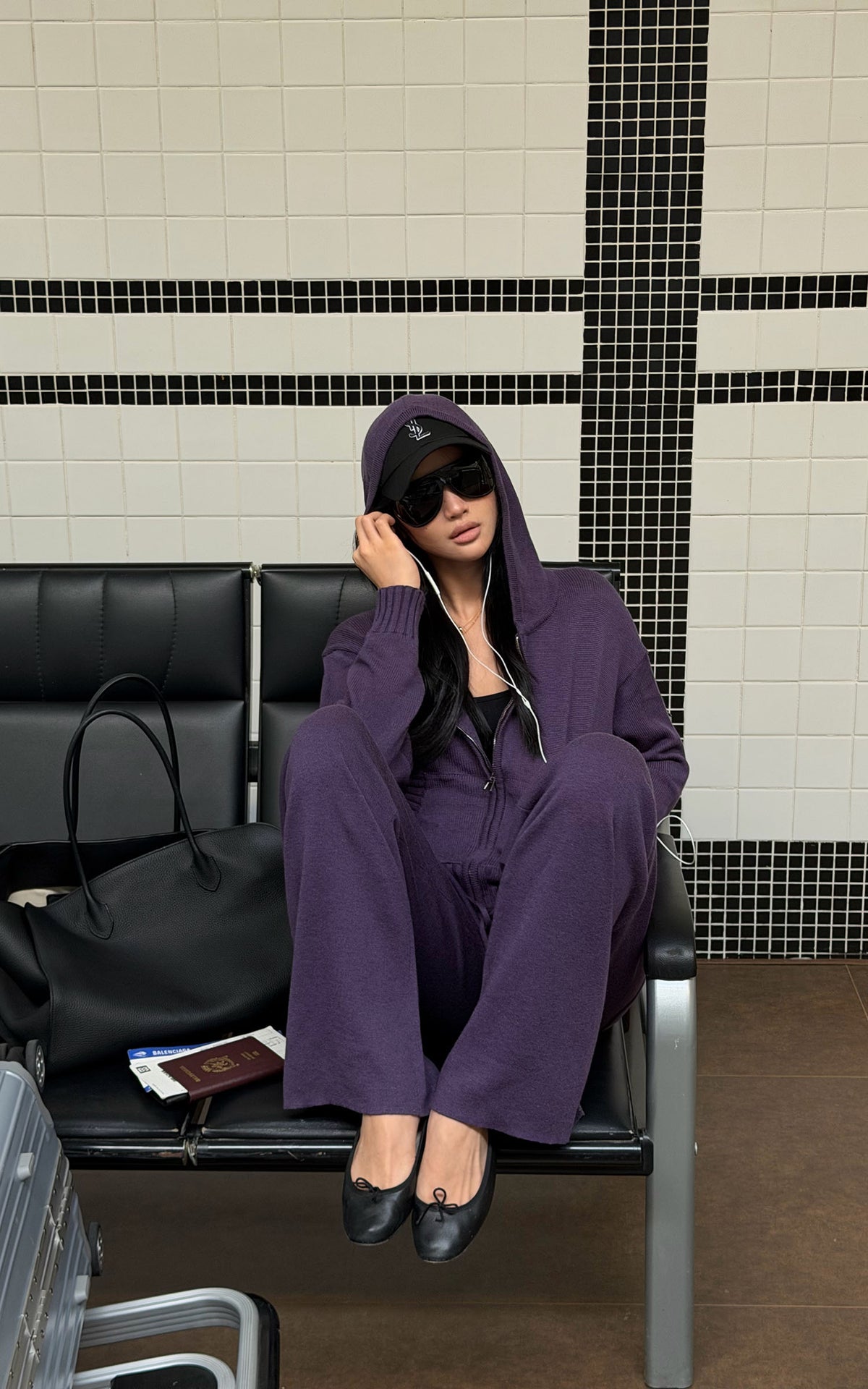 ROVENTE Knit Zip-Up Hoodie &amp; Drawstring Wide-Leg Pants Set