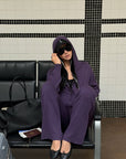 ROVENTE Knit Zip-Up Hoodie & Drawstring Wide-Leg Pants Set