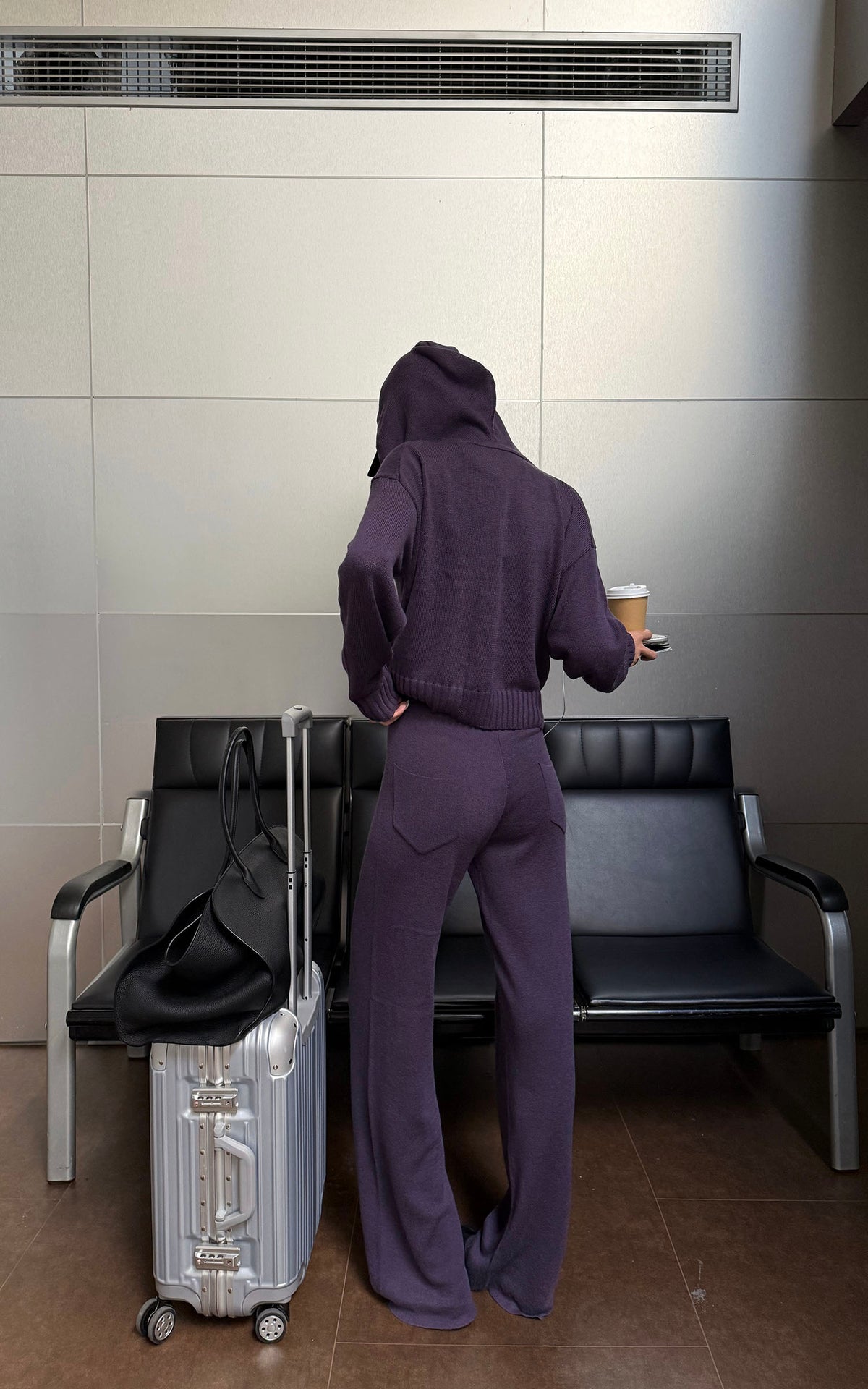 ROVENTE Knit Zip-Up Hoodie &amp; Drawstring Wide-Leg Pants Set