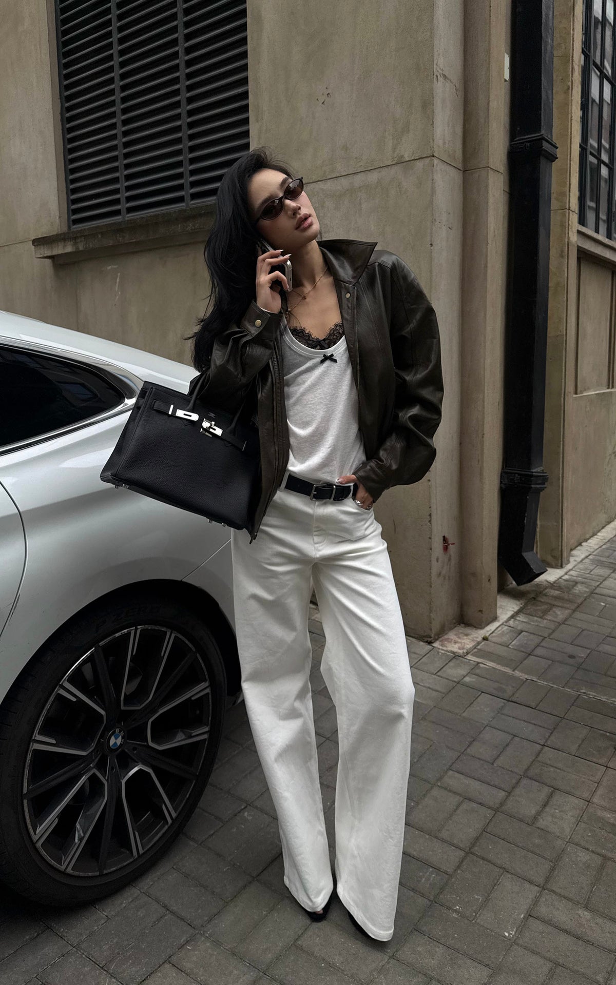 ROVENTE Vintage Brown Oversized Leather Jacket