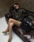 ROVENTE Vintage Brown Oversized Leather Jacket