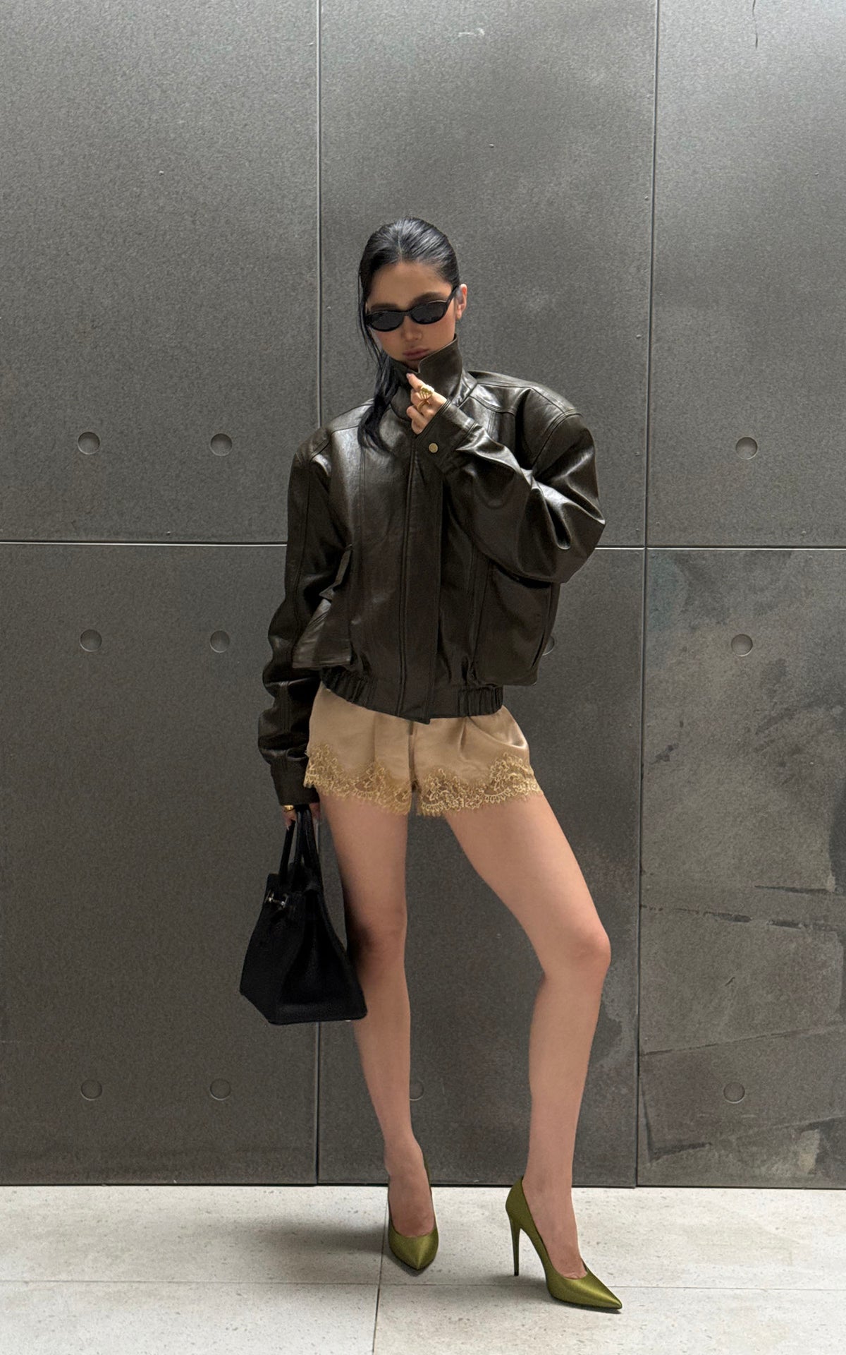 ROVENTE Vintage Brown Oversized Leather Jacket