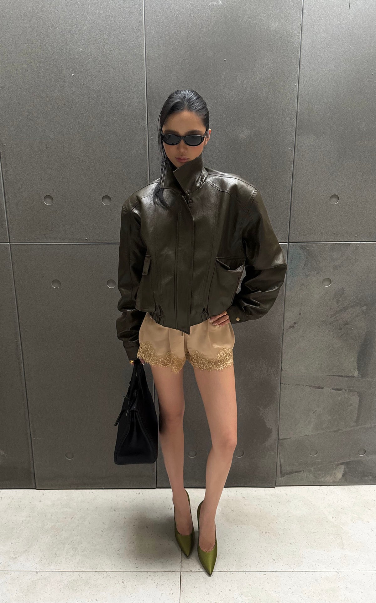 ROVENTE Vintage Brown Oversized Leather Jacket