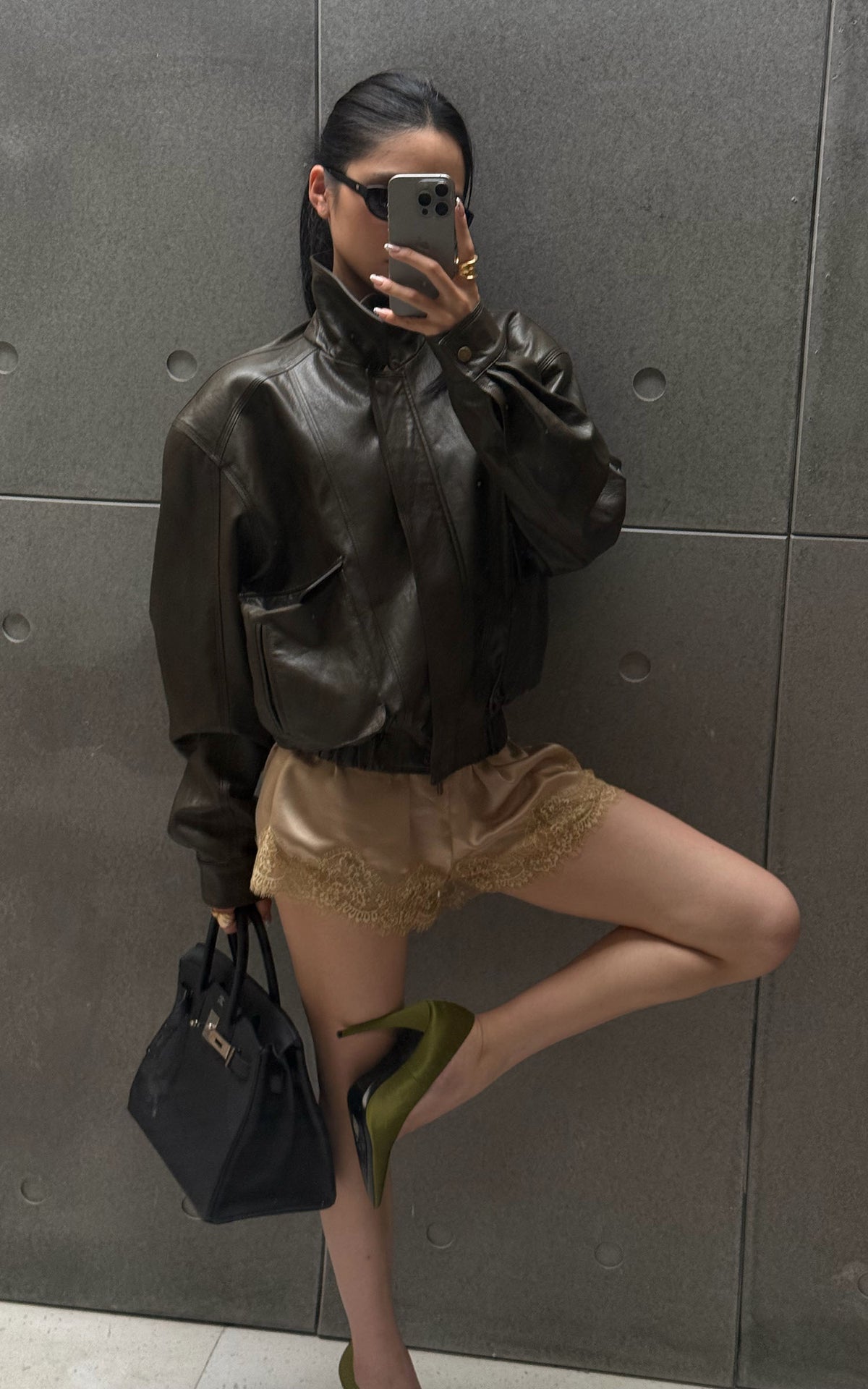 ROVENTE Vintage Brown Oversized Leather Jacket