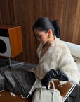 ROVENTE Cropped V-Neck Shaggy Fur Jacket