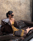 ROVENTE Belted Leather-Look Trench Jacket with Wide Lapels & Double-Breasted Front