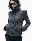 IAMXIAA Sculpted Funnel-Neck Fitted Jacket with Structured Shoulders