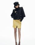 IAMXIAA Structured Shoulder Wool Double-Breasted Cropped Jacket