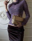 Hydrae 로제트 플로럴 긴팔 슬림핏 탑