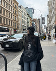 WARDEN EDGE Floral Ribcage Graphic Waffle Knit Long Sleeve Tee