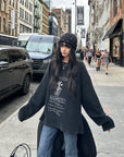 WARDEN EDGE Floral Ribcage Graphic Waffle Knit Long Sleeve Tee
