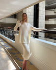 0122stepll Oversized Sweater & Sculpted Hem Midi Skirt Set