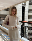 0122stepll Oversized Sweater & Sculpted Hem Midi Skirt Set