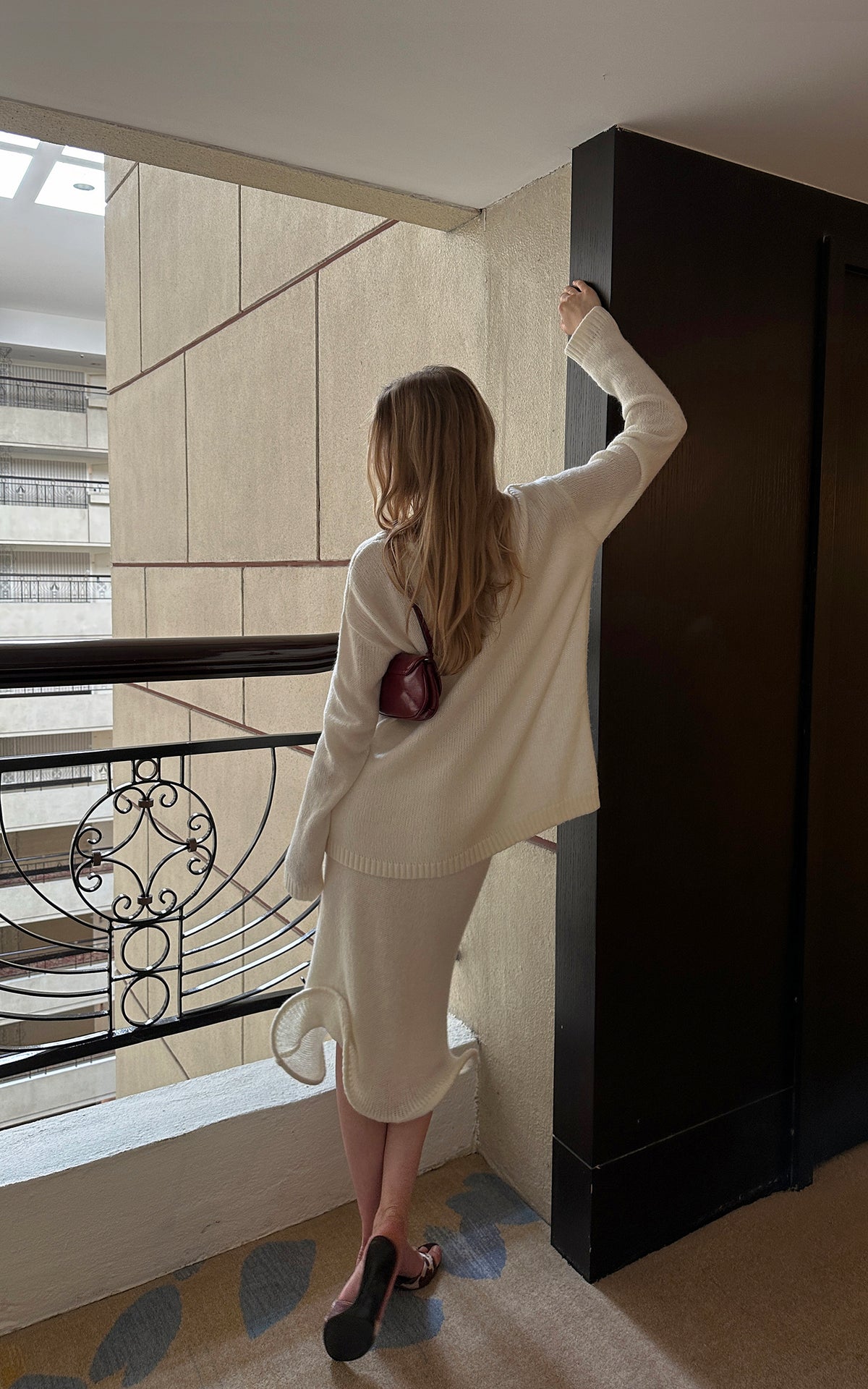 0122stepll Oversized Sweater &amp; Sculpted Hem Midi Skirt Set