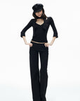IAMXIAA Low-Rise Raw-Edge Tailored Flared Pants