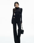 IAMXIAA Open-Back Mock Neck Long Sleeve Top